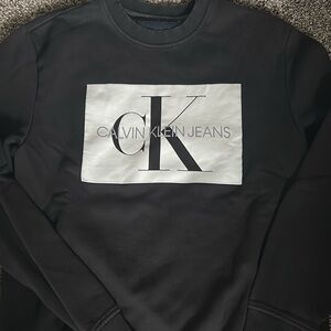 Calvin Klein Jeans Black and White Logo Crewneck Sweater